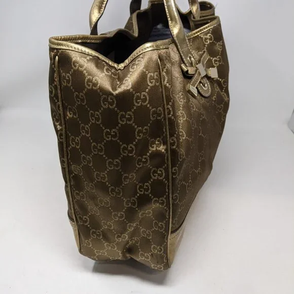 Gucci Tote Bag GG Canvas Light Brown Silk Satin - Picture 11 of 16